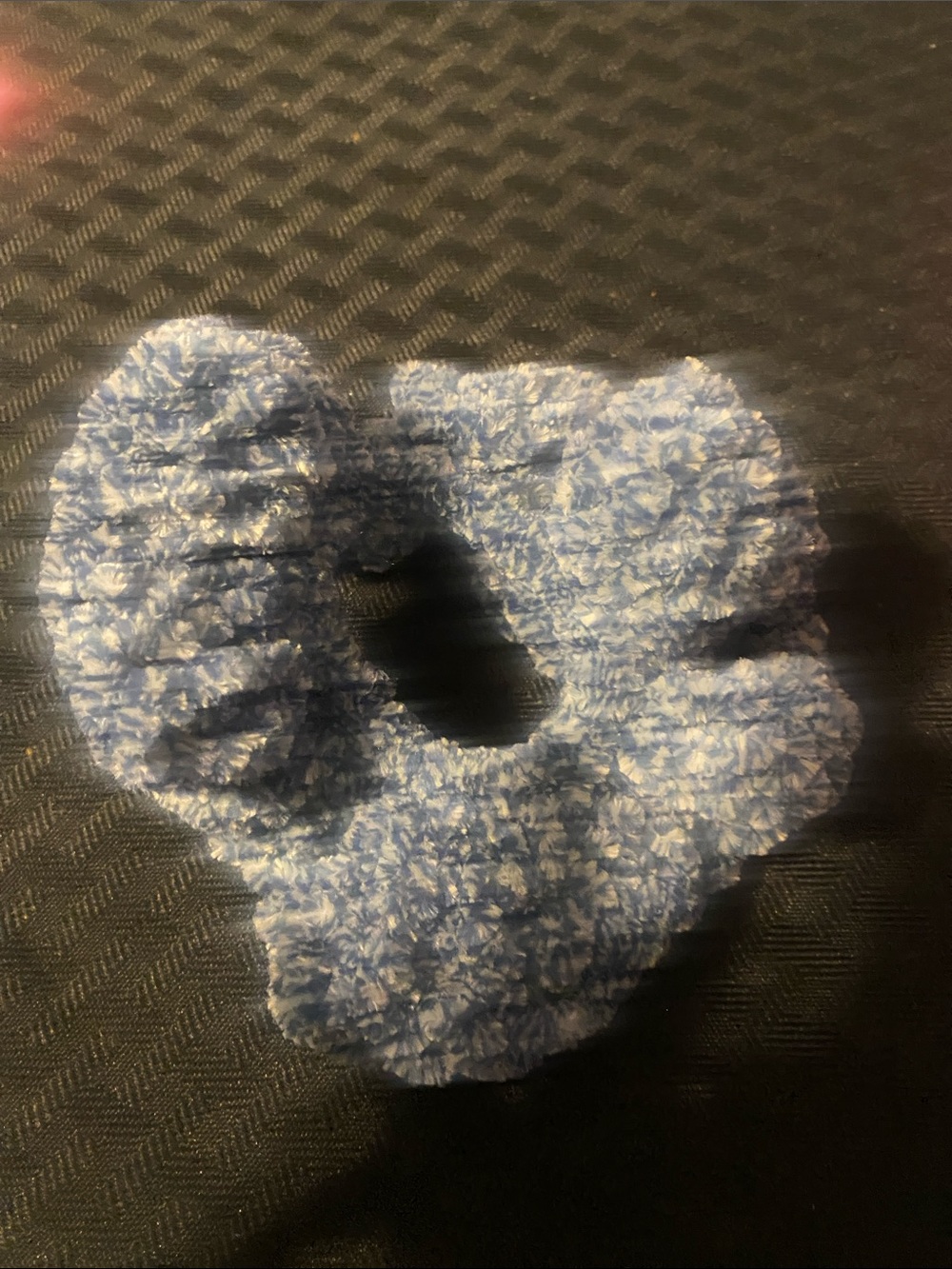 Handcrafted Plush Blue denim color with white pecks  Scrunchie